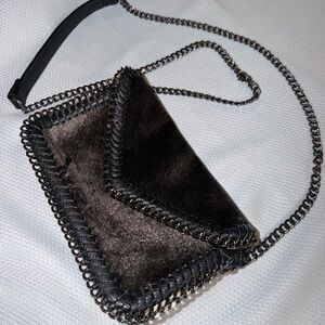 Sondra Roberts Shimmery Brown Velvet Chain Clutch